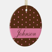 Chocolade & Roze monogram sieraad Keramisch Ornament (Rechts)