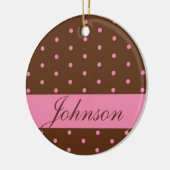 Chocolade & Roze monogram sieraad Keramisch Ornament (Links)