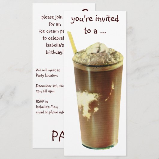  Chocolade Shake Birthday Party Invitation Kaart (Voorkant / Achterkant)