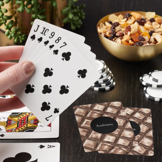Chocolade snoep bar cirkel gepersonaliseerd pokerkaarten (Insitu)