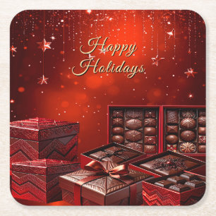 Chocolade Snoep Kerstmis Papieren Onderzetter