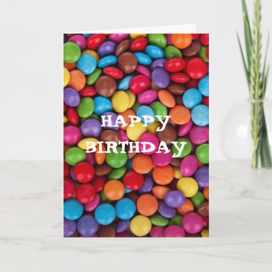 Chocolade snoep regenboog kleur Happy Birthday Kaart (Voorkant)