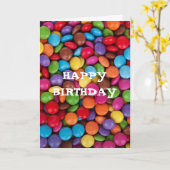 Chocolade snoep regenboog kleur Happy Birthday Kaart (Gele Bloem)