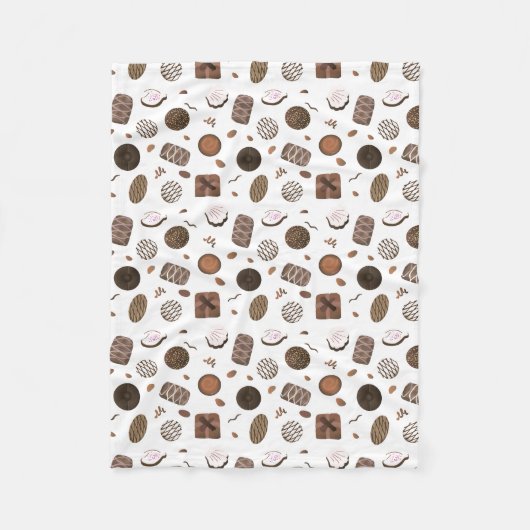 Chocolade Snoepjes Fleece Deken (Voorkant)
