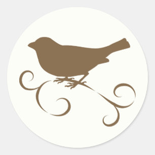 Chocolade Sparrow met Lint Ronde Sticker