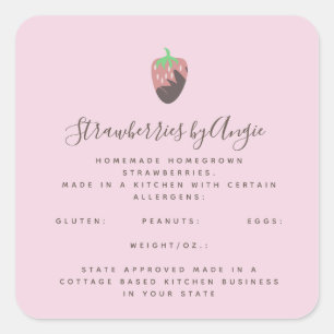 Chocolade Strawberry Pink Food Business Vierkante Sticker