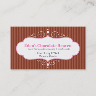 Chocolade streep decoratieve witte roze paneel bak visitekaartje
