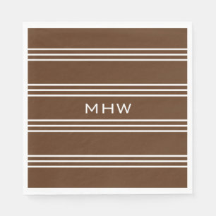 Chocolade Stripes, aangepast monogram papier, serv Servetten