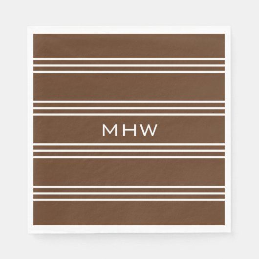 Chocolade Stripes, aangepast monogram papier, serv Servetten (Voorkant)