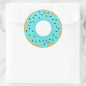 Chocolade strooit blauwe donut ronde sticker (Tas)