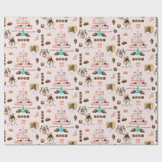 Chocolade Sweet Treats Cupcakes Decoupage Cadeaupapier (Vlak)