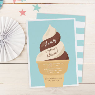 Chocolade Swirl Ice Cream Kids Birthday Party Kaart