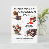 Chocolade taart dessert party kinder thema zomer kaart (Staand voorkant)