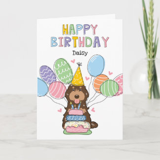 Chocolade Tan Cockapoo Cavapoo Hond Gelukkige Verj Kaart