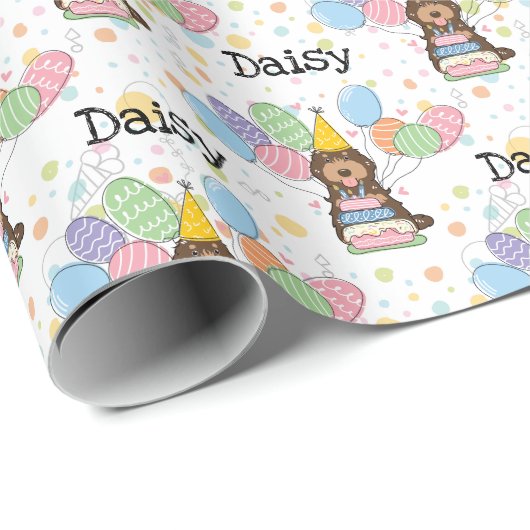 Chocolade Tan Cockapoo Cavapoo Hond Verjaardag Cadeaupapier (Rol Hoek)