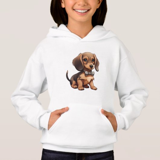 Chocolade & Tan Dachshund Hoodie (Voorkant)