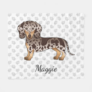 Chocolade & Tan Dapple Kortharige Dachshund & Naam Fleece Deken