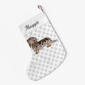 Chocolade & Tan Dapple Long Hair Dachshund & Name Kleine Kerstsok (Achterkant (Hangend))
