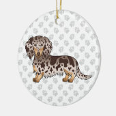 Chocolade & Tan Dapple Long Hair Dachshund & Text Keramisch Ornament (Links)