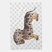 Chocolade & Tan Dapple Short Hair Dachshund & Paws Theedoek (Verticaal)