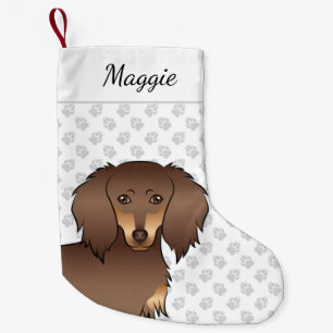 Chocolade & Tan Lange Haren Kop van Dachshond Kleine Kerstsok