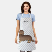 Chocolade & Tan Long Hair Dachshund Dog & Name Schort (Gedragen)