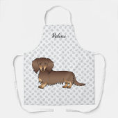 Chocolade & Tan Long Hair Dachshund Dog & Name Schort (Voorkant)
