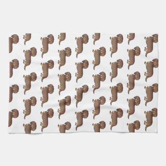 Chocolade & Tan Long Hair Dachshund Dog Patroon Theedoek (Horizontaal)