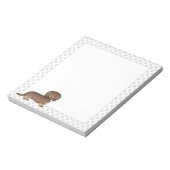 Chocolade & Tan Long Hair Dachshund Dog & Paws Notitieblok (Gedraaid)