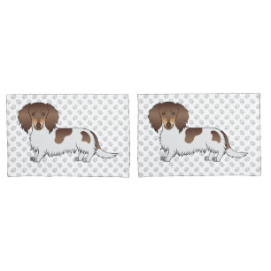 Chocolade & Tan Piebald Langharige Dachshond & Poo Kussensloop