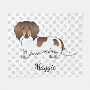 Chocolade & Tan Piebald Langharige Dachshund & Naa Fleece Deken