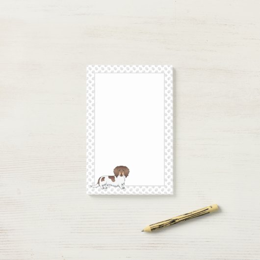Chocolade & Tan Piebald Long Hair Dachshund & Paws Post-it® Notes (Op bureau)