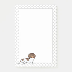 Chocolade & Tan Piebald Long Hair Dachshund & Paws Post-it® Notes