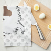 Chocolade & Tan Piebald Long Hair Dachshund & Paws Theedoek (Quarter Fold)