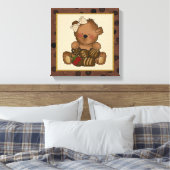 Chocolade Teddy Bear canvas Print (Insitu (Slaapkamer))
