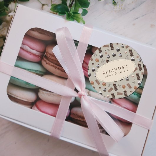 Chocolade thema bakkerij chef aangepaste naam ronde sticker