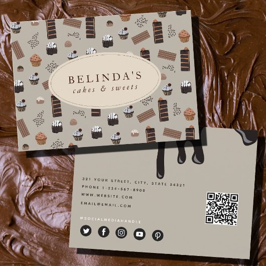 Chocolade Thema Bakkerij Chef Cateraar QR Code Visitekaartje