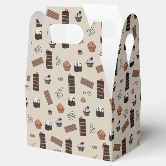 Chocolade thema patroon bedankdoosjes (Geopend)