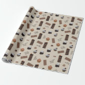 Chocolade thema patroon cadeaupapier (Uitgerold)