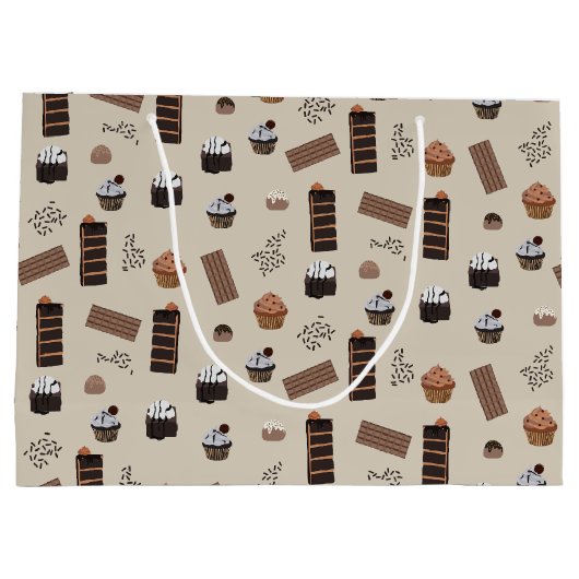 Chocolade thema patroon groot cadeauzakje (Achterkant)