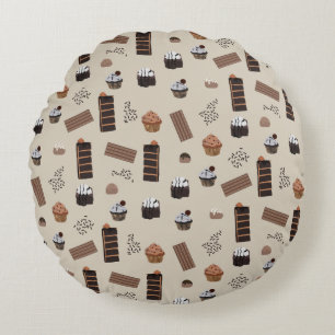 Chocolade thema patroon rond kussen