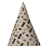 Chocolade thema patroon verjaardagsfeest feesthoedjes (Rechts)