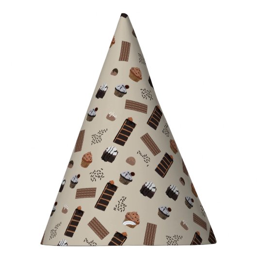 Chocolade thema patroon verjaardagsfeest feesthoedjes (Rechts)