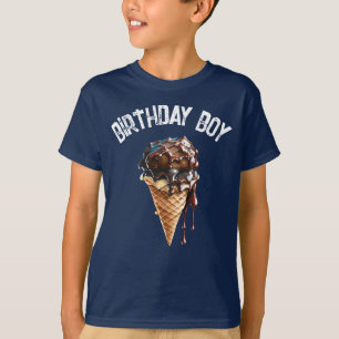Chocolade thema verjaardag ijs saus jongens t-shirt