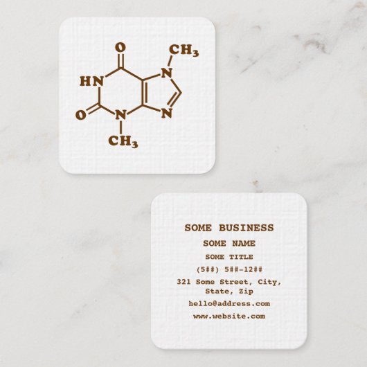 Chocolade Theobromine Molecuul Chemische formule Vierkante Visitekaartje (Voorkant / Achterkant)