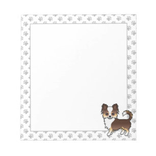 Chocolade Tricolor Long Coat Chihuahua Dog & Paws Notitieblok