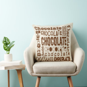 Chocolade Typografie Kunst Vierkante Worp Kussens