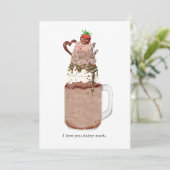 Chocolade Valentijn Milkshake Ik Hou Van Jou Woord Kaart (Staand voorkant)