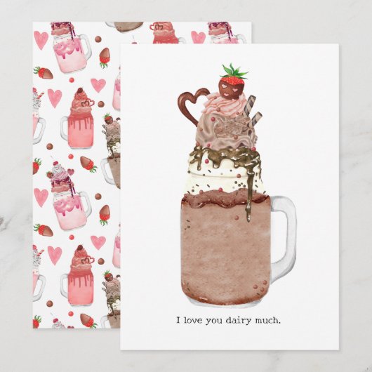 Chocolade Valentijn Milkshake Ik Hou Van Jou Woord Kaart (Voorkant / Achterkant)