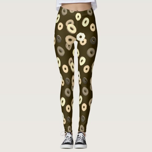 Chocolade vanille donuts elegant patroon bruin leggings (Voorkant)